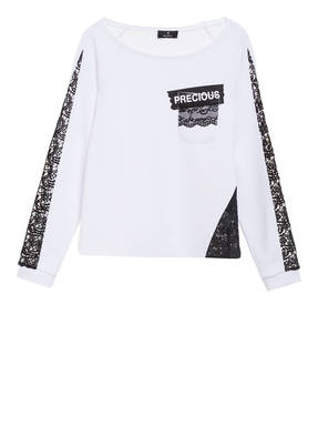monari Sweatshirt mit Spitzeneinsatz