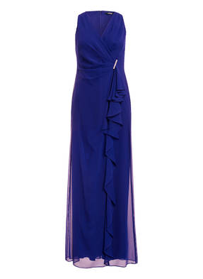 LAUREN RALPH LAUREN Abendkleid mit Volants und Schmucksteinbesatz