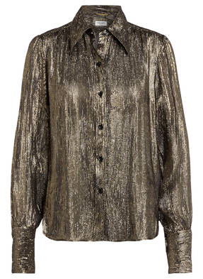 SAINT LAURENT Hemdbluse mit Seide und Glitzergarn