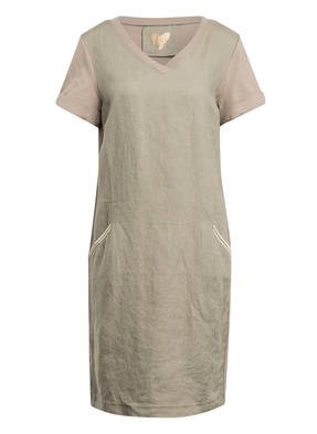 oui Leinenkleid mit Schmucksteinbesatz