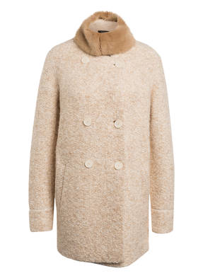 MARC CAIN Strickjacke mit abnehmbarem Kunstpelzkragen