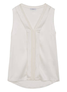 REISS Blusentop im Materialmix mit Seide