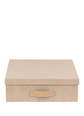 stilvolle Archivschachtel inklusive 8 Hängehefter beige Bigso Box of Sweden Hängeregisterbox mit Deckel Hängemappenbox aus Faserplatte und Papier in stilvoller Leinenoptik