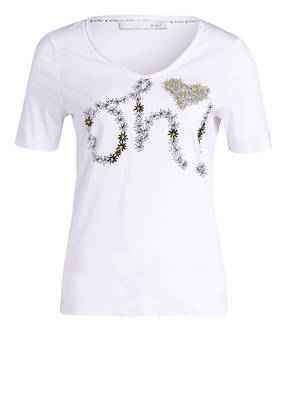 oui T-Shirt mit Schmucksteinbesatz