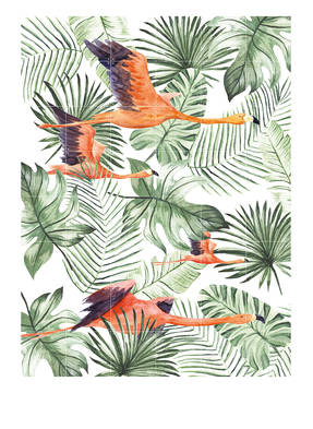 IXXI Zweiseitiges Wandpuzzle FLAMINGO FLIGHT & ZEBRA PALM