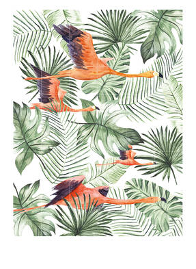 IXXI Zweiseitiges Wandpuzzle FLAMINGO FLIGHT & ZEBRA PALM