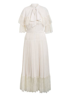 self-portrait Plisseekleid mit Spitzenbesatz