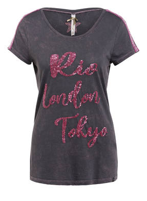 KEY LARGO T-Shirt CAPITAL mit Glitzergarn und Paillettenbesatz