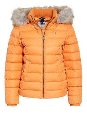 TOMMY JEANS Daunenjacke mit abnehmbarer Kapuze und Kunstfellbesatz