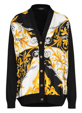 VERSACE Oversized-Strickjacke im Materialmix mit Seide