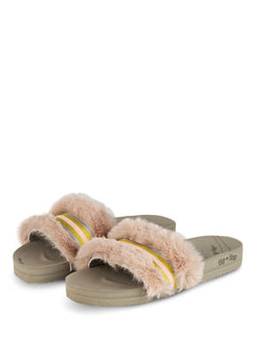 flip*flop Pantoletten POOL SPARKLE mit Kunstfellbesatz