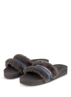 flip*flop Pantoletten POOL SPARKLE mit Kunstfellbesatz