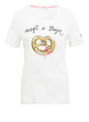oui T-Shirt mit Schmucksteinbesatz