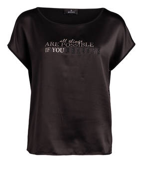 monari T-Shirt im Materialmix mit Schmucksteinbesatz