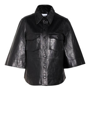 GANNI Hemdbluse aus Leder mit 3/4-Arm