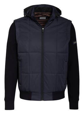 bugatti Strickjacke im Materialmix mit abnehmbarer Kapuze