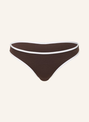 Seafolly Basic Bikinové Kalhotky Beach Bound hnědá / bílá
