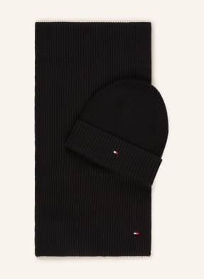 Tommy Hilfiger Set: Schal Und Mütze schwarz
