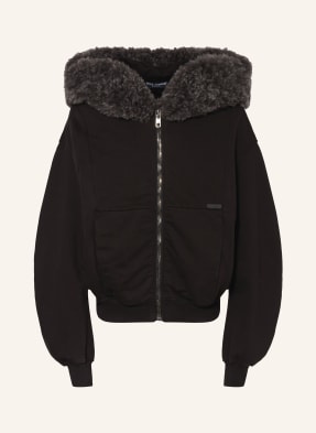 Dolce & Gabbana Mikina S Umělou Kožešinou černá / šedá