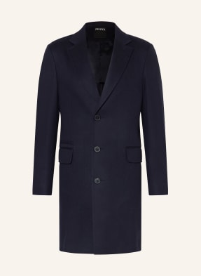 Zegna Vlněný Kabát tmavě modrá
