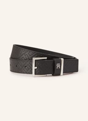 Tommy Hilfiger Kožený Opasek černá / stříbrná