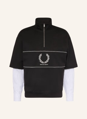 Fred Perry Sweat-Troyer Z Kombinace Materiálů černá / bílá