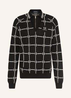 Fred Perry Pletené Polo Tričko černá / bílá