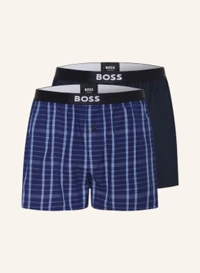 Boss 2er-Pack Web-Boxershorts blau