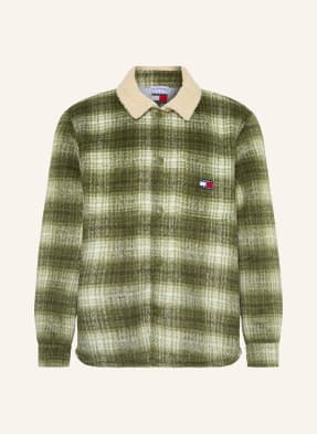 Tommy Jeans Bunda zelená / krémová / světle zelená
