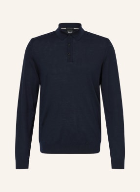 Boss Strick-Poloshirt Lancione blau