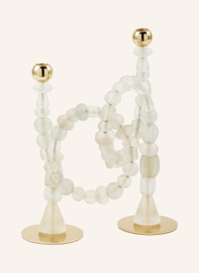 Polspotten Svíčka Beads bílá / zlatá
