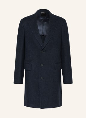 Zegna Vlněný Kabát modrá / černá