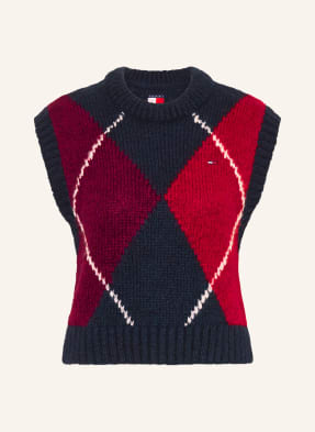 Tommy Jeans Bezrukávník tmavě modrá / tmavě červená / bílá