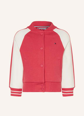 Tommy Hilfiger Univerzitní Bunda růžová / bílá