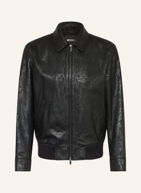 Boss Lederblouson Yuze schwarz