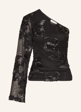 Neo Noir One-Shoulder-Bluse Friana Aus Mesh schwarz