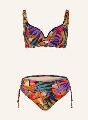Charmline Bikiny S Ramínky Palm Poetry černá / fialová / zelená