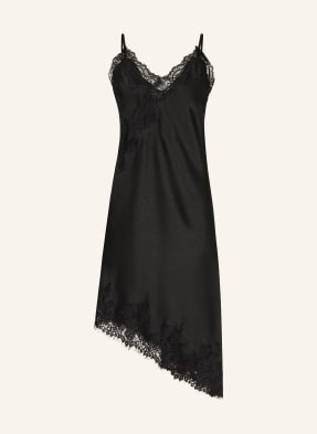 Neo Noir Satinkleid Sorelle Mit Spitze schwarz