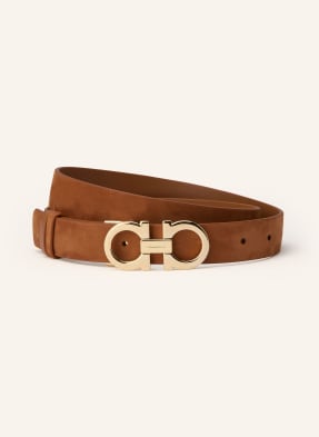 Ferragamo Oboustranný Kožený Opasek koňaková / zlatá