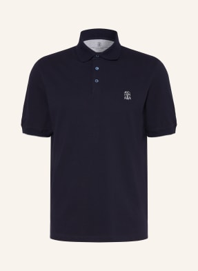 Brunello Cucinelli Piqué-Poloshirt blau