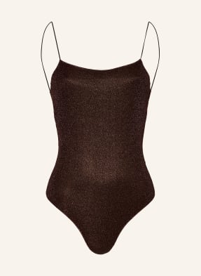 Oséree Plavky Lumiere Maillot S Třpytivou Přízí tmavě hnědá / barva růžového zlata