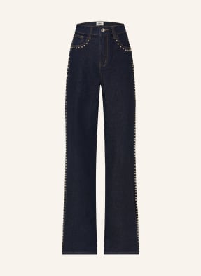 Only Džíny S Širokými Nohavicemi A Ozdobnými Kamínky dark blue denim