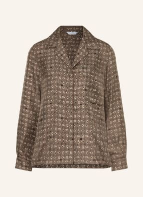 Max Mara Hedvábná Blůza Disco černošedá / krémová / černá