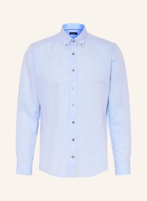 Strokesman's Hemd Regular Fit Mit Leinen blau