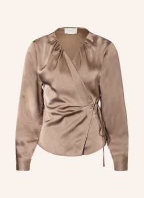 Neo Noir Wickelbluse Caprina Aus Satin beige