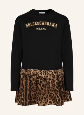 Dolce & Gabbana Šaty Z Kombinace Materiálů černá / světle hnědá / tmavě hnědá