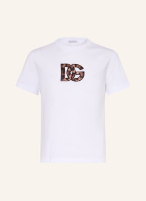 Dolce & Gabbana Tričko bílá / hnědá / černá