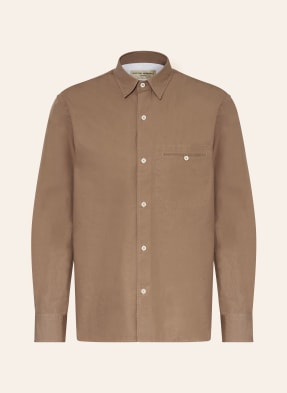 Officine Générale Lněná Košile Benoit Slim Fit hnědá
