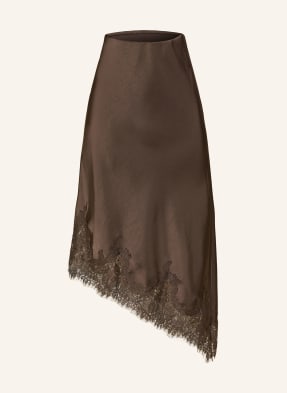 Neo Noir Satinrock Fiora Mit Spitze braun