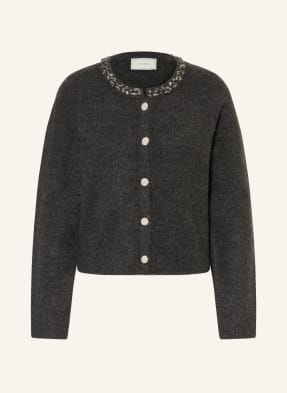 Neo Noir Strickjacke Marie Mit Schmucksteinen grau